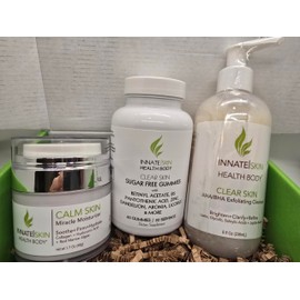 Clear Skin Gummies, AHA/BHA Cleanser and Calm Skin Moisturizer Box Trio