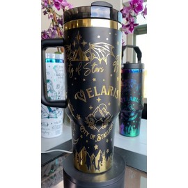 PettybettyCo 40oz ACOTAR Velaris Tumbler - City of Starlight Black & Gold Travel Mug - Night