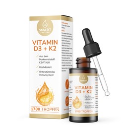 Vitamin D3 & K2 Drops - High Dose with 1,000 IU D3 and 20 µg K2 - Premium Raw Material K2VITAL® MK7 All-Trans - No Gluten, Lactose and Genetic Engineering - Made & Laboratory Tested in Germany