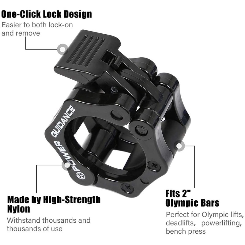POWER GUIDANCE 50mm or 2inch Barbell Clamp Collar, Locking Olympic