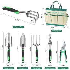 OUTTPLY 11-Piece Gardening Tool Set, Heavy Duty Garden Tool Set with Storage Bag and Apron, Durable Aluminum Alloy Garden Tools Kit, Gardening Gifts for Women, Mom, Grandma