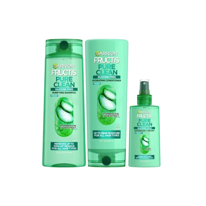 Garnier Fructis Pure Clean Shampoo, Conditioner + Detangler Kit (Personal