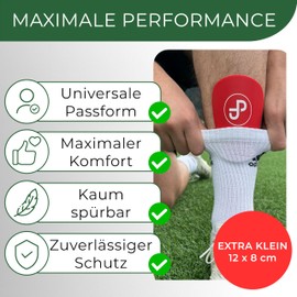 JDP Mini Shin Pads, Extra Small Shin Pads, Football, Men, Non-Slip Mini Shin Pads, Children's Football, Shin Pads, Small, Shin Pads for Football, 12 x 8 cm, Red