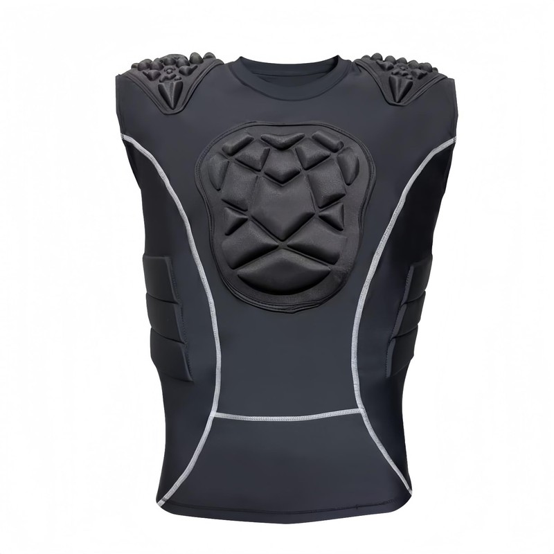 Topeter Sleeveless Compression Top w/Shock-Absorbing Chest, Ribs & Shoulder Guards