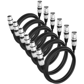 GearIT XLR to XLR Microphone Cable (1 Feet, 6 Pack) XLR Male to Female Mic Cable 3-Pin Balanced Shielded XLR Cable for Mic Mixer, Recording Studio, Podcast - Black, 1Ft, 6 Pack