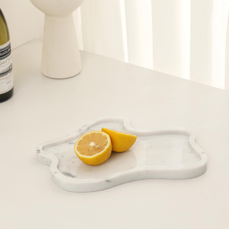 Carrara White Marble Tray, 11"X8" Vanity Decorative Marble Tray