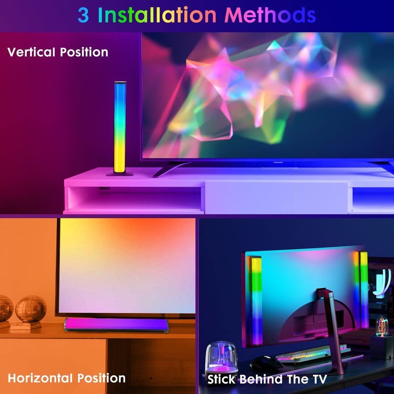 LED Light Bar, 2 Pieces, Smart RGB Lamp, Dimmable Ambient