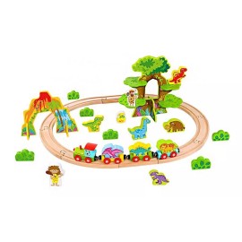 Tooky Toy Tren De Madera De Dinosaurios Set De 40 Piezas Infantil