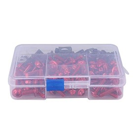 KIMISS Perno de Tornillos, 177 Piezas Kit de Tornillos de carenado de Motocicleta Universal M5 M6 Apto para Bicicletas Deportivas(Rojo)
