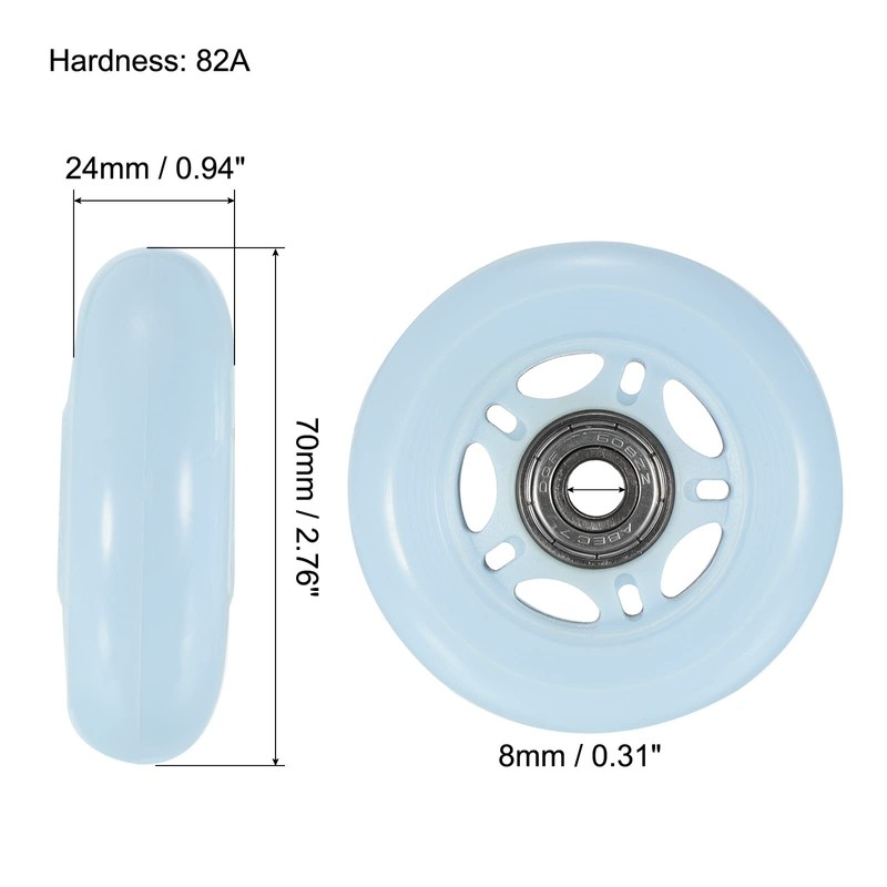 PATIKIL 70mm OD Inline Skate Wheels with Bearings, 8 Pack