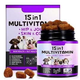 15-in-1 Dog Vitamins & Supplements,Pet 30 chews, Dog Multivitamin Chewable
