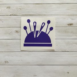 Pin Cushion Decal, Pin Cushion Sticker, Needle Decal, Pin Decal, Sewing Decal, Sewing Sticker, Quilter Decal, Quilter Sticker