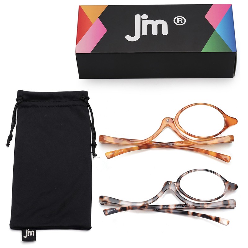 JM 2 Paar Make-up Lesebrille Vergrößern Flip Down Kosmetikleser für