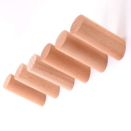 Wall Hanging Hook Wall Hanger Wooden Wall Hanging Hook [Beige/Set of 4 or 6 Piece Set / Dark Brown/Set of 4 or 6 Pieces Set (8 cm)] Wall Hook Hanger Hook Stylish Hat Coat Hook Hanger [NMJ] (Beige 6