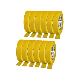 KREFINISH Painters Tape for Cars Vehicles Paint Tape Auto Body Yellow Masking Tape Heat Resistant Automotive Removable No Residue Painting Tape Bulk Set for Paint Booth, 0.94in-60 yards/12rolls