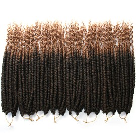 8 Packs Ombre Crochet Curly Wave Senegalese Crochet Hair for Black Women Synthetic Fluffy 14 Inch Short Spring Twist Crochet Hair Pretwisted Passion Twist Crochet Hair (14inch (Pack of 8), T1B/27#)