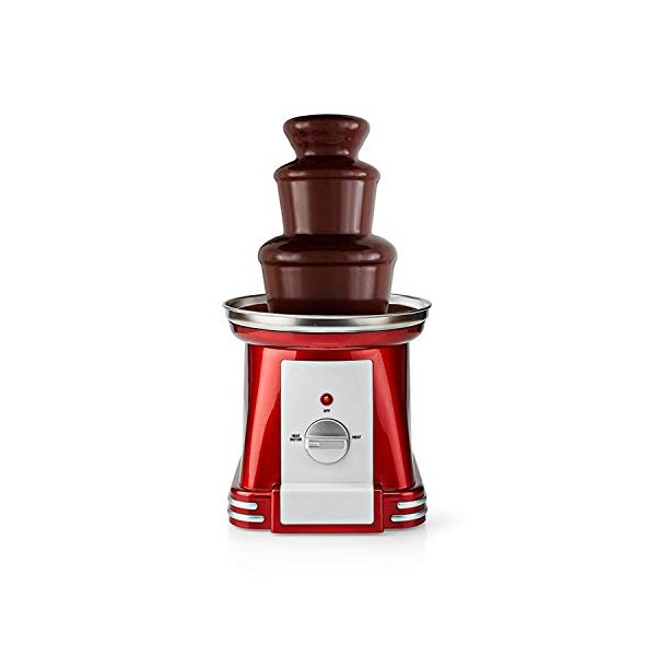 Ex-Pro Chocolate Fountain, Retro 3 Tier Table Top Machine with 500ml Capacity, Heat & Motor Settings, 90W - Red/White