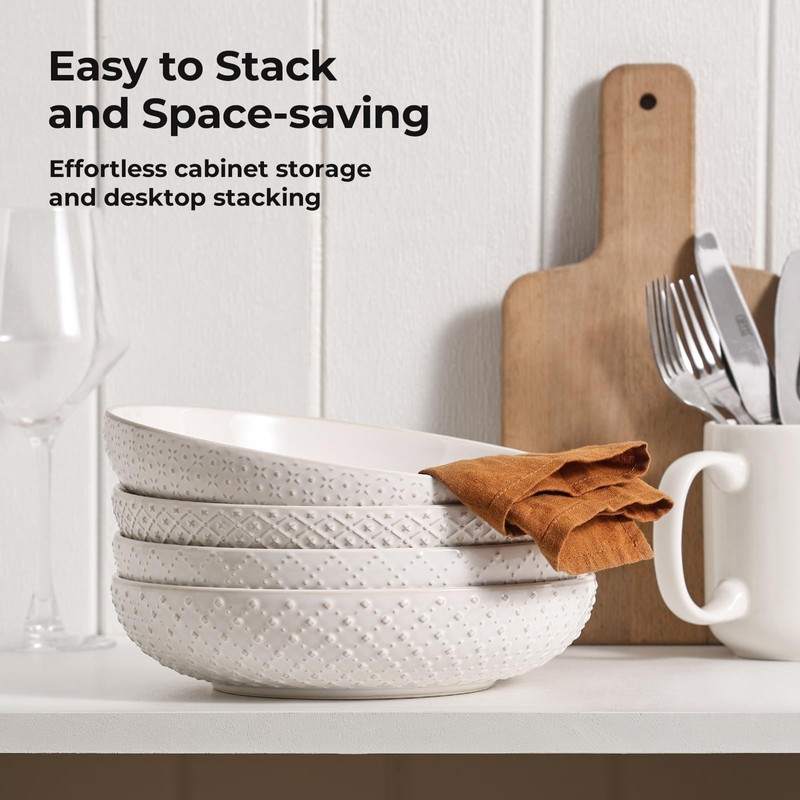 Y YHY 8.5" Pasta Bowls Set of 4, 30 oz