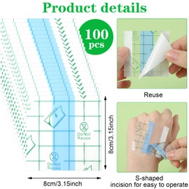 Qianyu Makeup Hand Palette Single Use Makeup Mixing Palette Professional Makeup Artist Must Haves Disposable Transparent Waterproof Cosmetic Tray Adhesive Tape for Women Girls (100, 8x8cm)