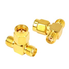 BOOBRIE Coaxial Connector, SMA Female, SMA Female, SMA Male T-Shape Adapter, Connect, Relay, Convert, 3-Way RF Coaxial Antenna