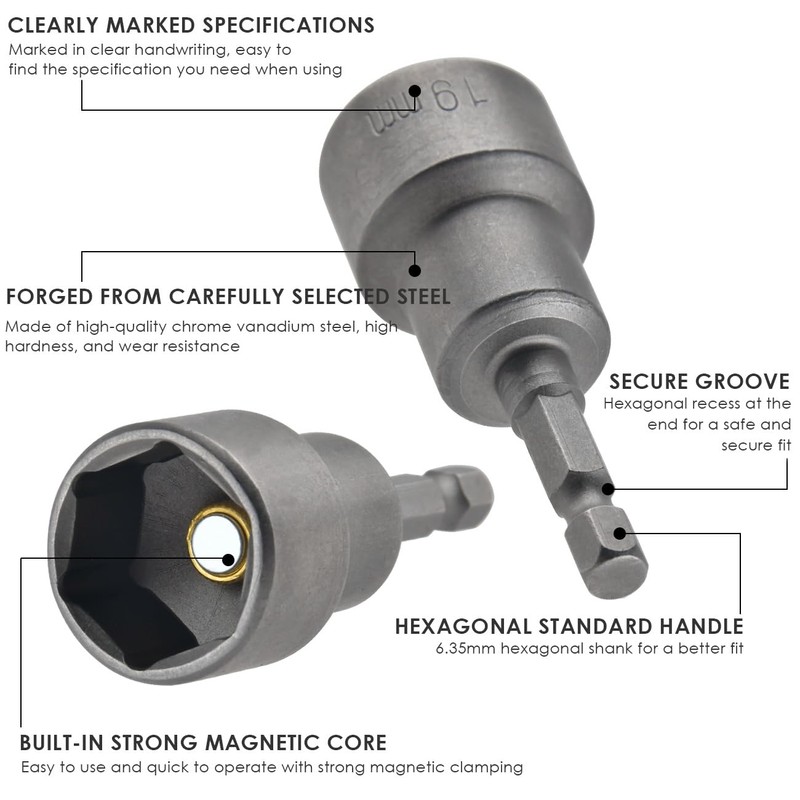 14 Piece Socket Wrench Set Socket Adapter Set - 1/4