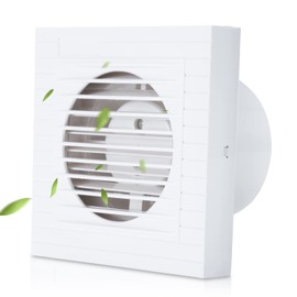 Ikodm Bathroom Fan 100 mm Bathroom Fan Extractor Fan Wall Mounted for Kitchen, Bathroom, Loft Window and Basement, Silent Operation, Includes Screws and Dowels, White