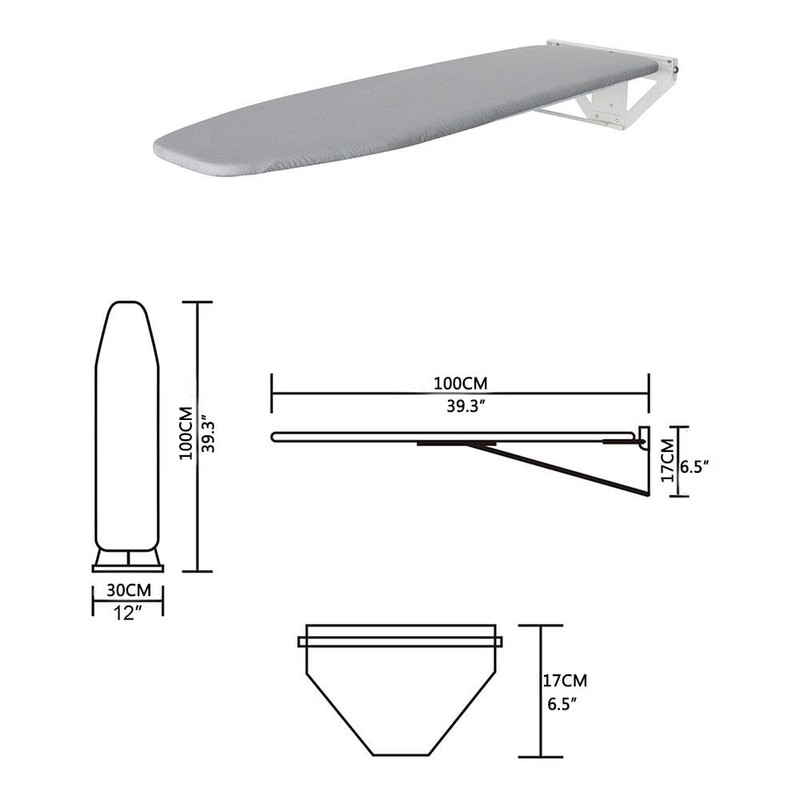 XUANIIIL 12"×39" Foldable Wall Mounted Ironing Board, Rotating Ironing Board