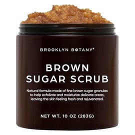 BROOKLYN BOTANY - Exfoliante de azúcar morena 283 g (Brown Sugar Scrub) - Facial y corporal con aceite de almendra y jojoba