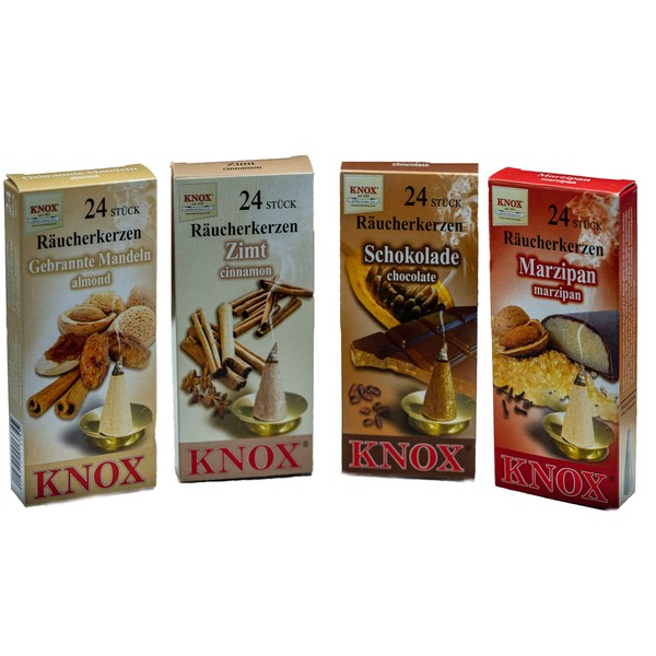 Knox Incense Cones, Set of 4, Assorted Varieties, Made in Germany