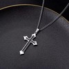 LUSKINNO Traditional Men's Titanium Steel Cross Necklace, Black Bright Cross