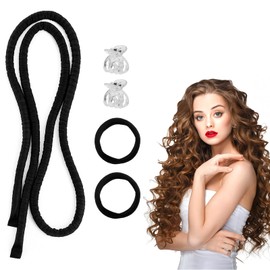 APOMOONS Heatless Curls Band, 1.6m Lockenwickler über Nacht, Overnight Curls mit 2 Haargummis Und 2 Spangen, Blowout Hair Overnight Locken Ohne Hitze für Lange Haare und Kurze Haar (Schwarz)