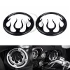 Unbranded Gloss Black Flames Front Speaker Grill Trim For Harley