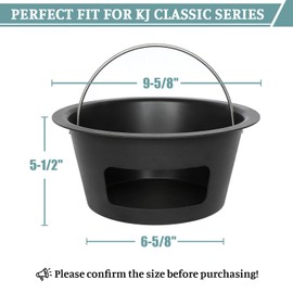 KAMaster Kamado Grill Ash Can with Foldable Handle - Carbon Steel Ash Collector for Kamado Grill Joe Classic,Lightning-Fast Charcoal ash cleanup & High Temp Resistant(Applied to Classic Series)