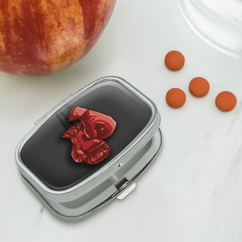 Red Boxing Gloves Boxer Rectangle Pill Case Trinket Gift Box
