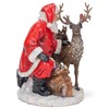 Festive Red Santa with Reindeer 12 inch Resin Holiday Decorative
