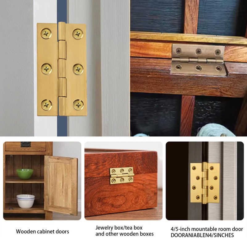 Leliafleury 8Pcs Folding Door Hinges 64mm(2.5 inch) Brass Butt Hinge