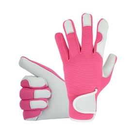 COLOURLINX Ladies Leather Gardening Thorn Proof Rigger Work Gloves, Safety Working Girls Women Garden Tools Mechanic Breathable Non-Slip Protection Mittens(Pink, Xs)