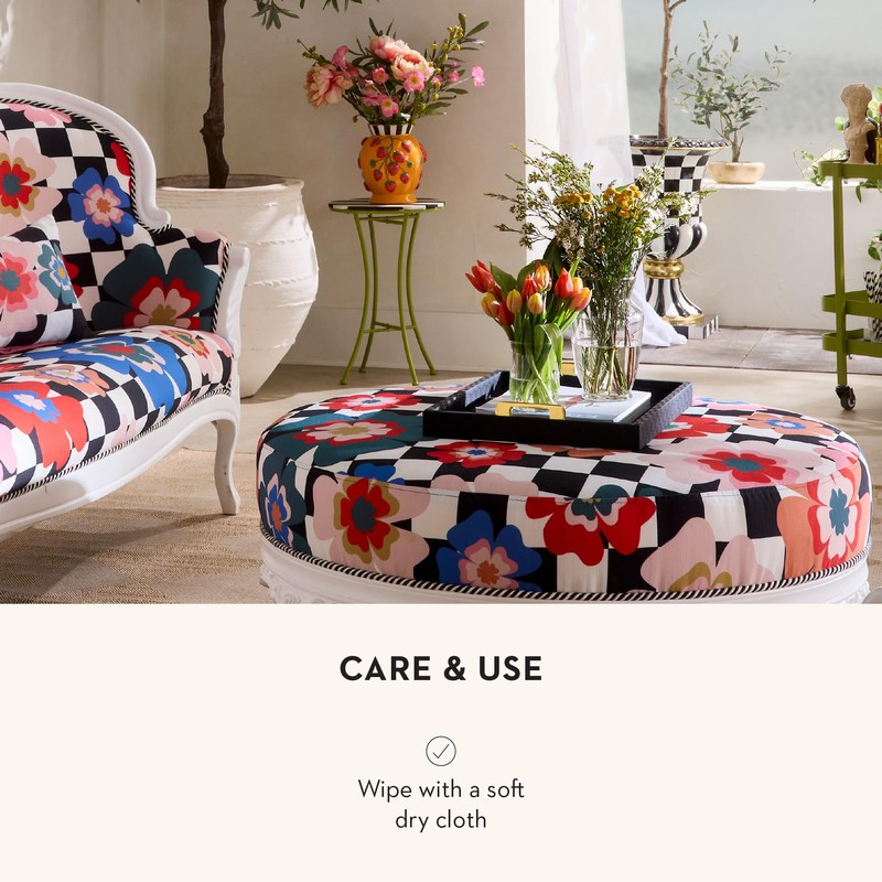 MACKENZIE-CHILDS Black Faux-Leather Tray with Handles, Rectangular Tray for Serving,