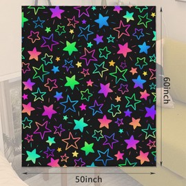 Glitter Stars Throw Blankets for Bed,Star Flannel Blanket for Unisex,Bright Neon Stars Lightweight Soft Blanket Throw for Girls Kids Adults Couch 50x60 in