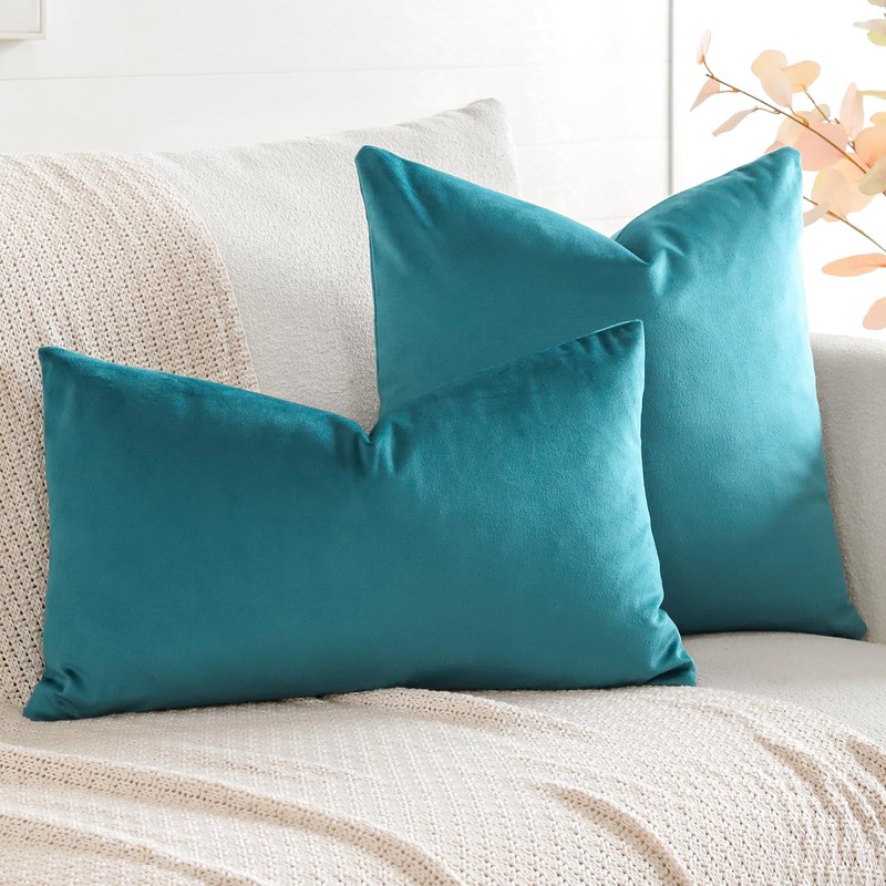 Artscope Luxury Velvet Cushion Covers Decorative Lumbar Pillowcases Soft Solid