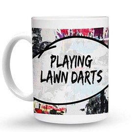 Makoroni - PLAYING LAWN DARTS Hobby 6 oz Ceramic Espresso Shot Mug/Cup Design#75