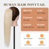 TESSHAIR Claw Clip In Ponytail Extension, 100% Human Hair Ponytail