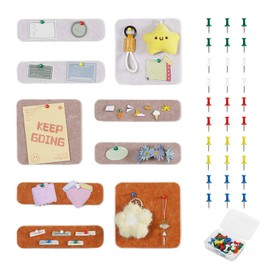 Pretty Jolly 9 pcs Felt Pin Boards DIY Bulletin Board for Walls Home Office Decor Self-Adhesive Felt Cork Board Strips Wall Decoration Memo Notice Board with 30 Pushpins_Style 1_Brown Series