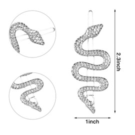 Snake Hair Pins, Snake Rhinestone Hair Pin Clips, Silver Vintage Hair Clips, Glitter Snake Hair Clips, Snake Hair Accessories Accessories, Jewellery Gift for Women and Girls (Pack of 4)