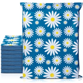 Fuxury 10x13 Inch 100Pcs Blue Daisy Poly Mailers Shipping Envelopes, Self-Sealing Envelopes, Boutique Custom Bags, Enhanced Durability Multipurpose Envelopes, Keep Items Safe & Protected