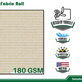 Goleray 8'x54' Shade Cloth Sun Shade Fabric Roll Replaceable Canopy Pergola Cover UV Block Sunshade Sail Screen for Outdoor Patio Garden Gazebo Porch Deck, Beige