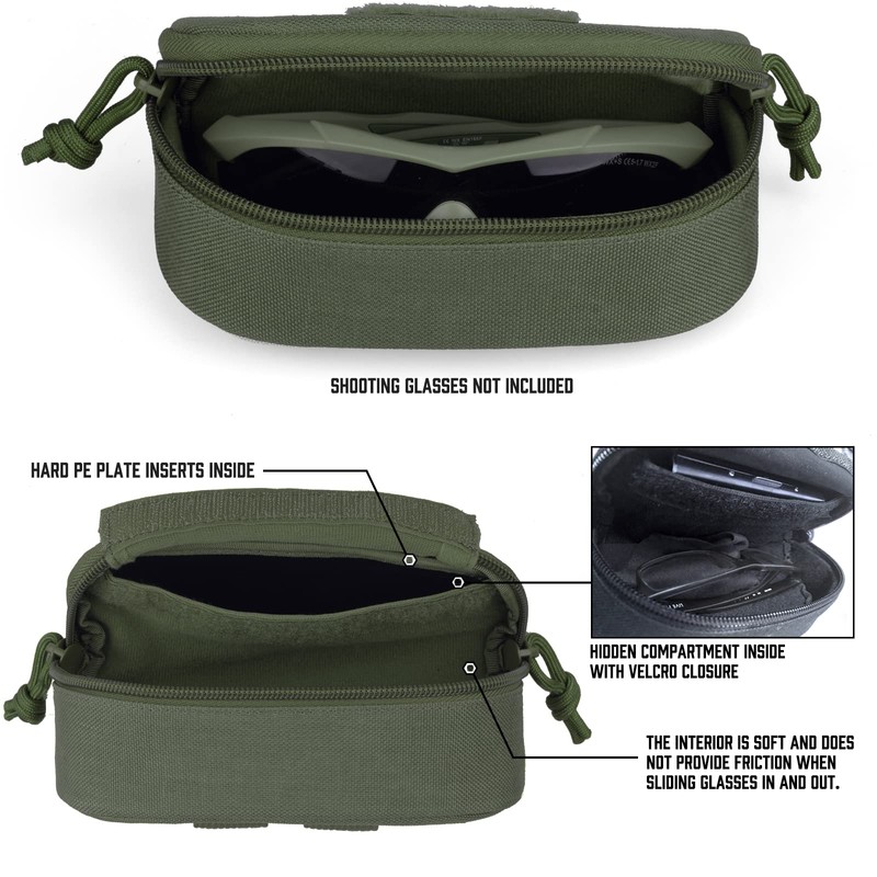 WYNEX Tactical Molle Glasses Pouch, Tactical Eyeglasses Hard Case Shockproof