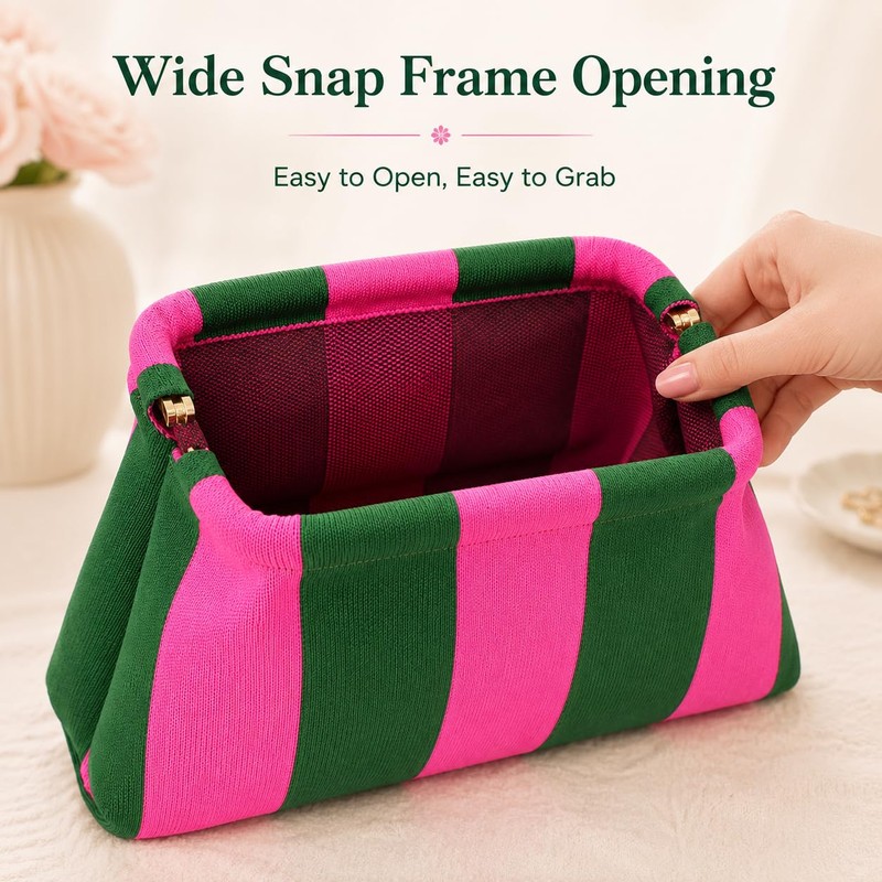 Woven Mahjong Tile Bag for American Mah Jongg, Striped Crochet