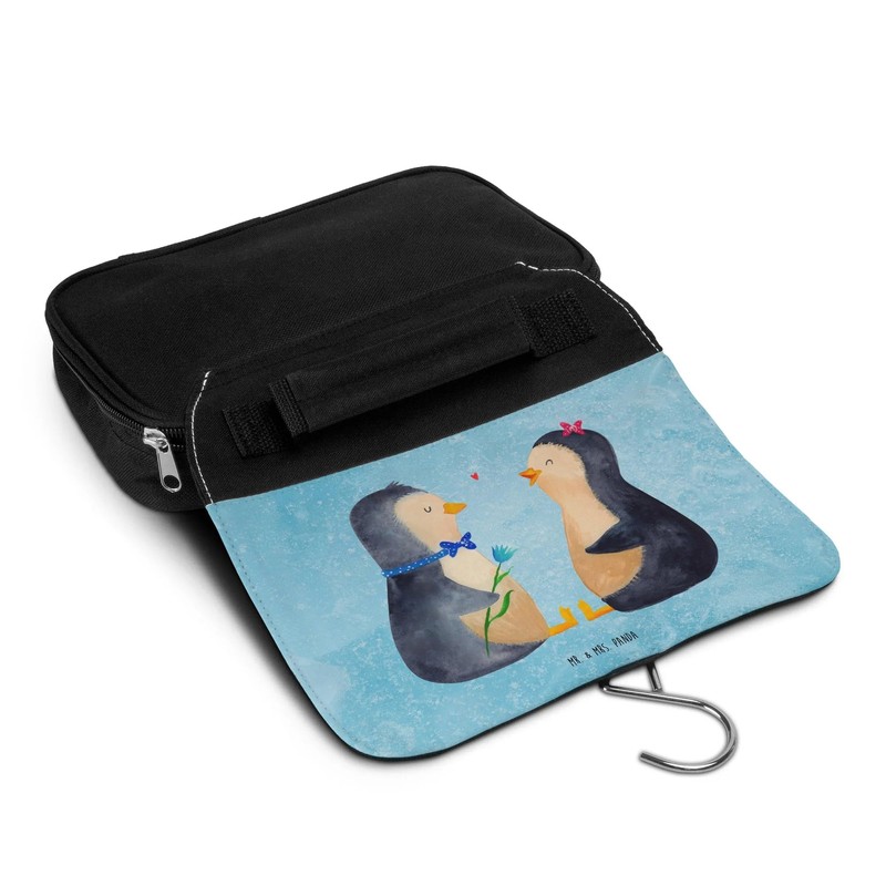 Mr. & Mrs. Panda Toiletry Bag Penguin Couple, blue, Hand