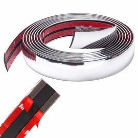 100'' Universal Chrome Front Rear Bumper Door Edge Lip Guard Protection Overlay Molding Trim Adhesive Tape Kit DIY